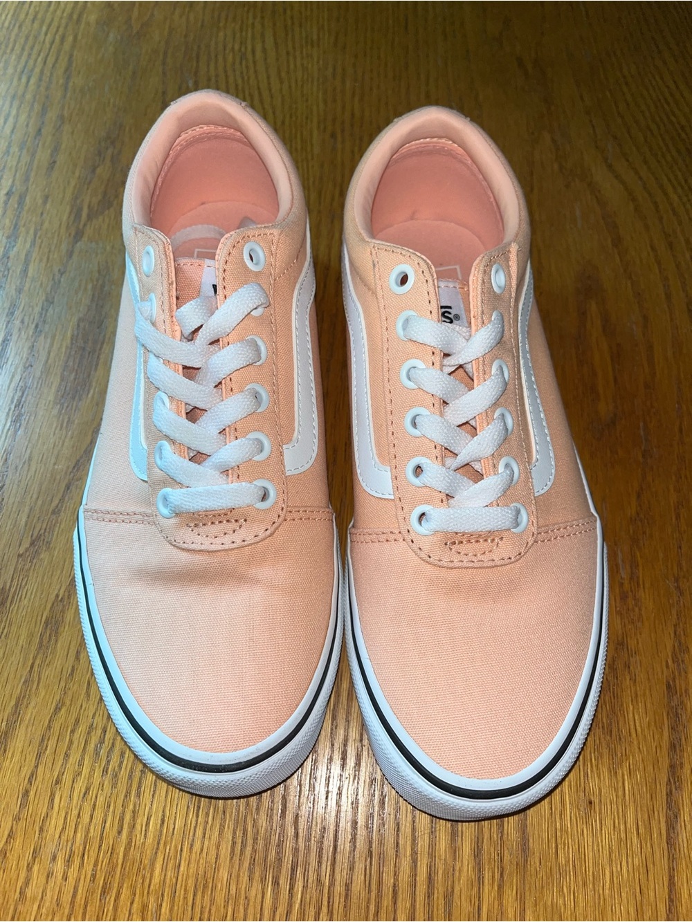 Vans Peach Canvas Low-Top Sneakers with White Stripe